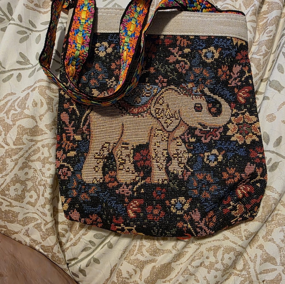 Colorful Elephant Tapestry Bag